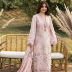 Lawn embroided pink dress