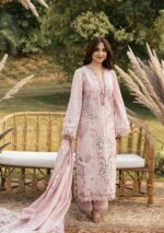 Lawn embroided pink dress