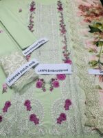 Embroided pista green lyxury dress - Image 3